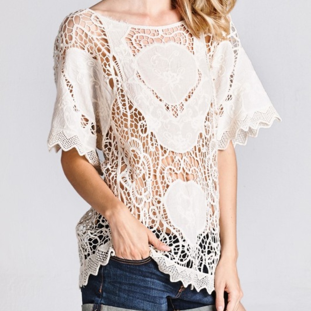 🌸🌟LAST 1🌟NWT Oddi Cotton Crochet Lace Top - Picture 6 of 6